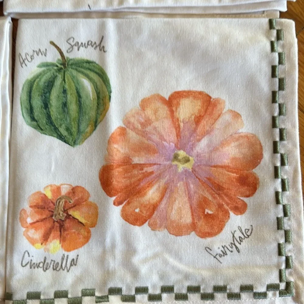 Anthropologie Types of Pumpkins Napkins, Set of 4